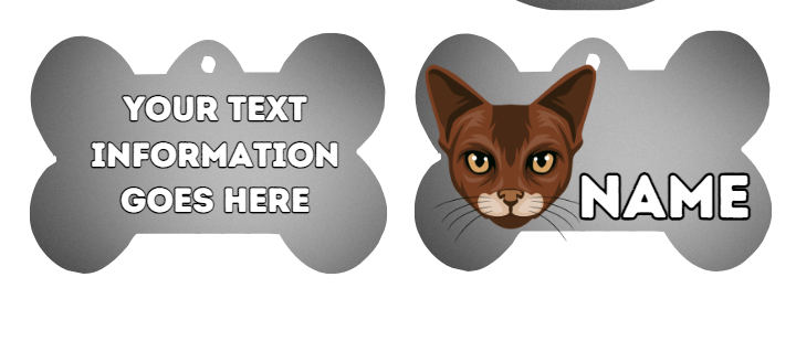 ABYSSINIAN Cat Tag Pet Personalised Your Own Photo Round, Dog Bone, Military Tag