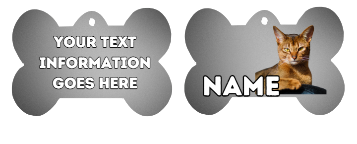 ABYSSINIAN Cat Tag Pet Personalised Your Own Photo Round, Dog Bone, Military Tag
