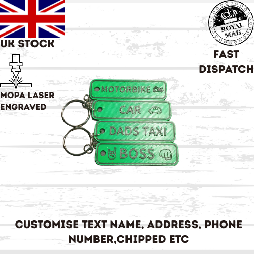 4D CAR MOTORBIKE Customisable Registration Reg Plate Keyring Keychain Personalis