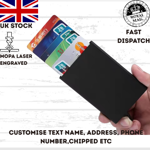 RFID Blocking Wallet Custom Logo or Text Protector Debit Credit Contactless UK