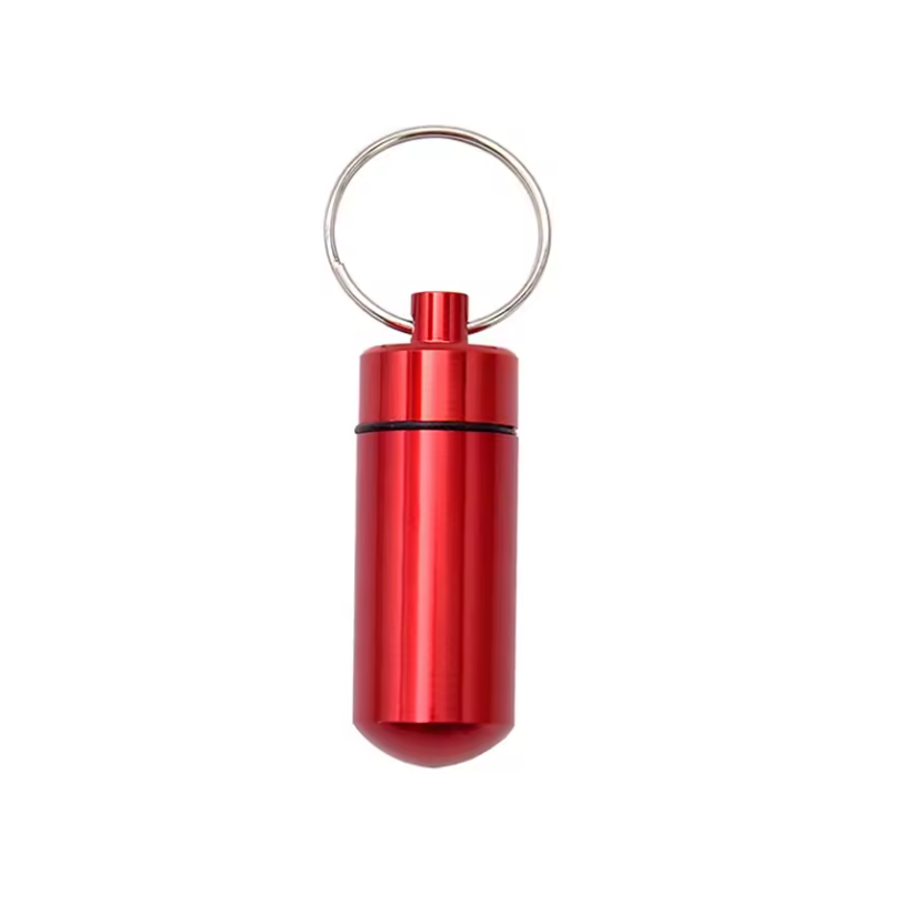 Pill Box Key Drug Chain Holder Waterproof Aluminium Tablets Medicine Container