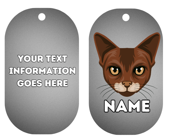 ABYSSINIAN Cat Tag Pet Personalised Your Own Photo Round, Dog Bone, Military Tag