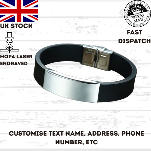 High Quality Bracelet Stainless Steel, Silicone Wristband, Steel Clasp