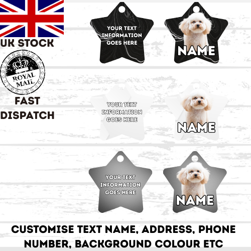 TOY POODLE Dog Personalised Your Own Photo Round Dog Bone, Military Tag