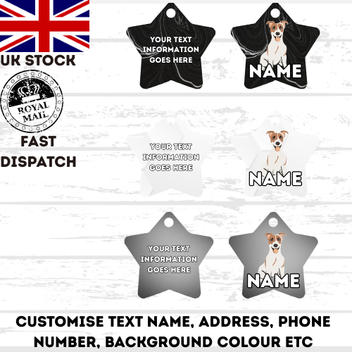 JACK RUSSELL Dog Pet Personalise Own Photo Round, Bone, Military Tag