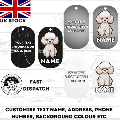 TOY POODLE Dog Personalised Your Own Photo Round Dog Bone, Military Tag