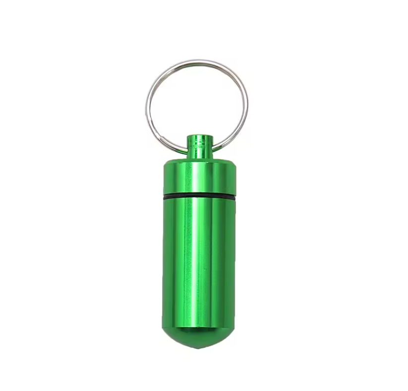 Pill Box Key Drug Chain Holder Waterproof Aluminium Tablets Medicine Container