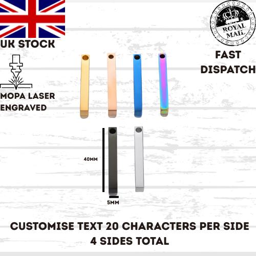 45 cm Necklace Chain Bar 5mm X 40mm Personalised Gift