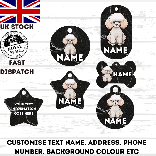 TOY POODLE Dog Personalised Your Own Photo Round Dog Bone, Military Tag