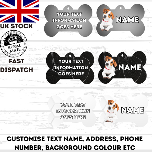 JACK RUSSELL Dog Pet Personalise Own Photo Round, Bone, Military Tag