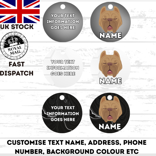 AMERICAN STAFFY TAG Dog Pet Personalise Own Photo Round, Dog Bone, Military Tag
