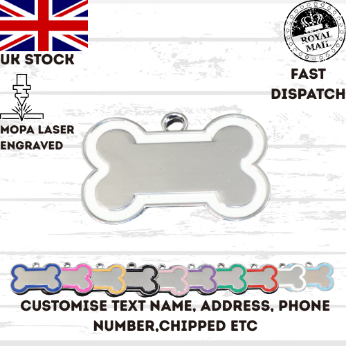 Engraved Dog Tag Personalised ID Tags Name BONE Pet Cat Tags Animal Cat Collar