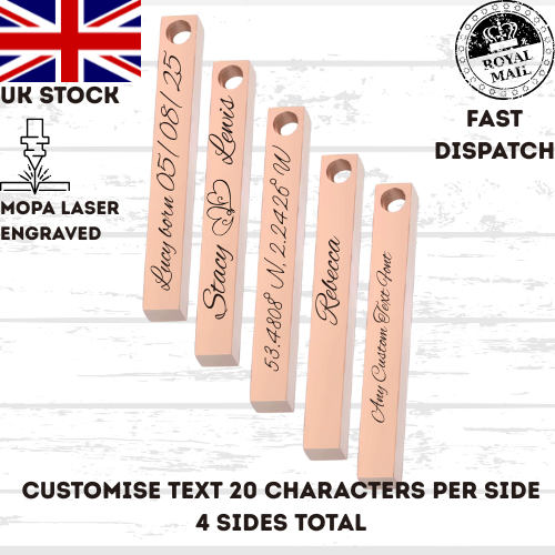 45 cm Necklace Chain Bar 5mm X 40mm Personalised Gift