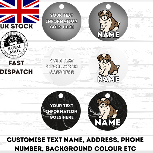 AMERICAN AKITA Dog Pet Personalise Own Photo Round, Dog Bone, Military Tag