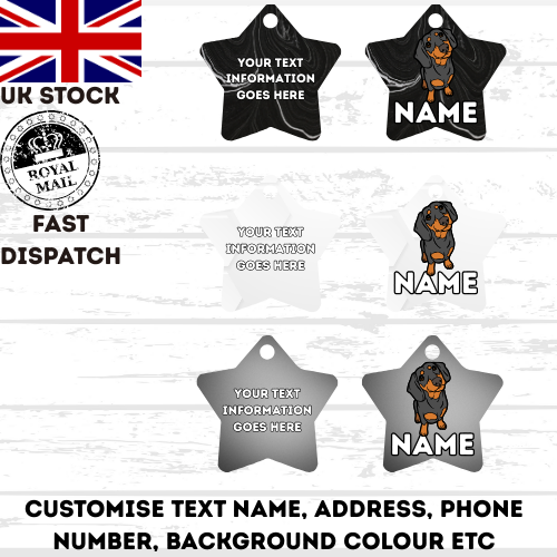 DASHAUND Dog Pet Personalise Own Photo Round, Bone, Military Tag