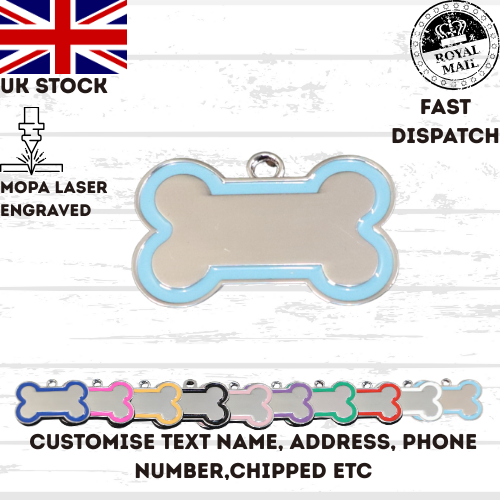 Engraved Dog Tag Personalised ID Tags Name BONE Pet Cat Tags Animal Cat Collar