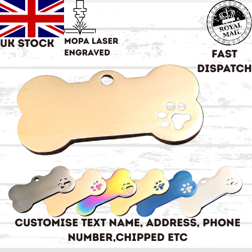 Engraved Dog Tag Personalised ID Tags Name BONE Pet Cat Tags Animal Cat Collar