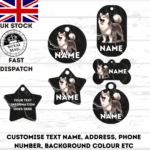 SIBERIAN HUSKY Dog Personalised Your Own Photo Round Dog Bone, Military Tag