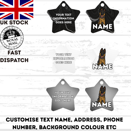 GERMAN SHEPHERD Dog Pet Personalise Own Photo Round, Bone, Military Tag