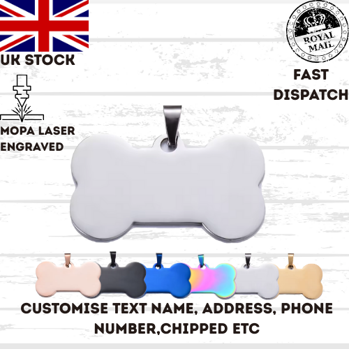 Engraved Dog Tag Personalised ID Tags Name BONE Pet Cat Tags Animal Cat Collar