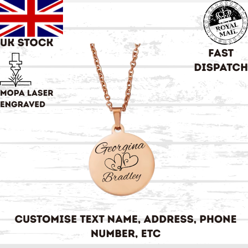 45cm Necklace Chain Round Disc Personalised Gift For Her