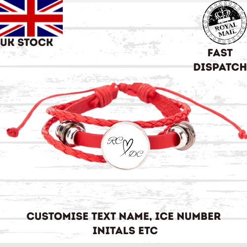 Leather Rope Bracelet Personalized Gift RED