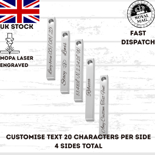 45 cm Necklace Chain Bar 5mm X 40mm Personalised Gift