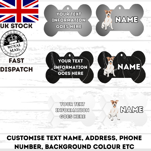 JACK RUSSELL Dog Pet Personalise Own Photo Round, Bone, Military Tag
