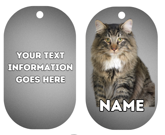 NORWEGEN FORREST Cat Pet Personalised Own Photo Round, Dog Bone, Military Tag