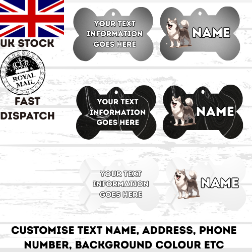 SIBERIAN HUSKY Dog Personalised Your Own Photo Round Dog Bone, Military Tag