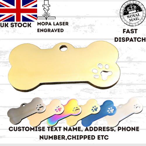Engraved Dog Tag Personalised ID Tags Name BONE Pet Cat Tags Animal Cat Collar