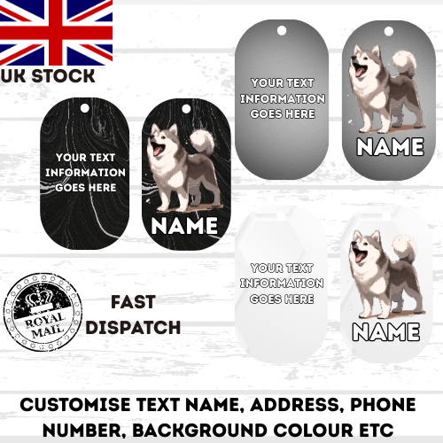 SIBERIAN HUSKY Dog Personalised Your Own Photo Round Dog Bone, Military Tag