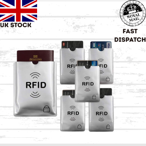 RFID Card Sleeve x4 Wallet Blocking Protector Debit Credit Contactless UK