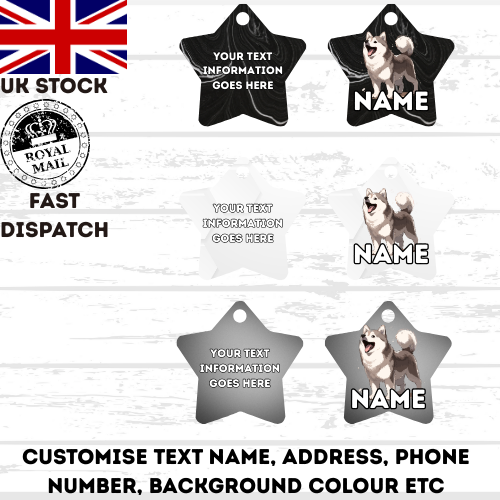 SIBERIAN HUSKY Dog Personalised Your Own Photo Round Dog Bone, Military Tag
