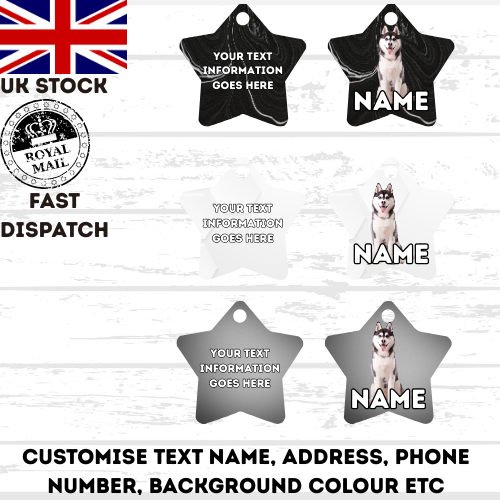 SIBERIAN HUSKY Dog Personalised Your Own Photo Round Dog Bone, Military Tag