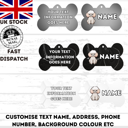 TOY POODLE Dog Personalised Your Own Photo Round Dog Bone, Military Tag
