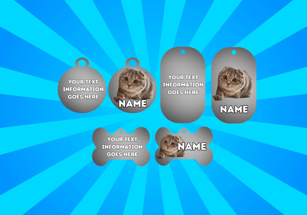 SCOTTISH FOLD Cat Pet Personalised Own Photo Round, Dog Bone, Military Tag