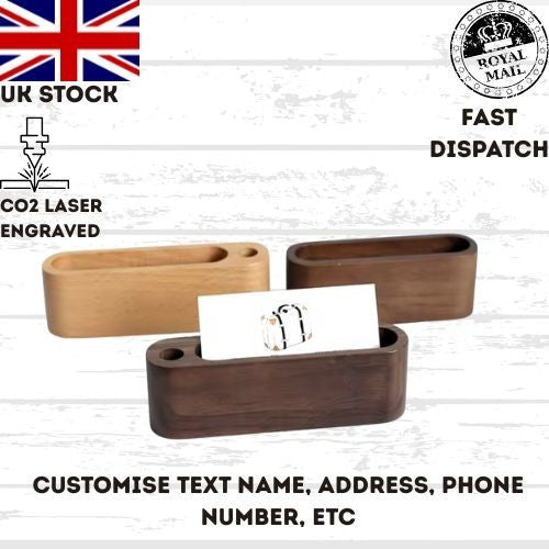 Business Card Holder, Customized Monogrammed Business Card Holder, Wood Card