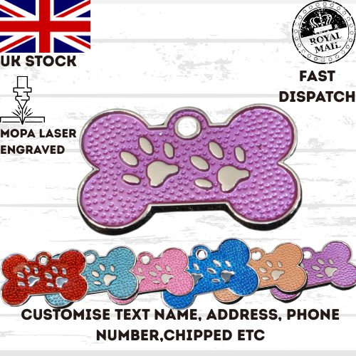 Engraved Dog Tag Personalised ID Tags Name BONE Pet Cat Tags Animal Cat Collar