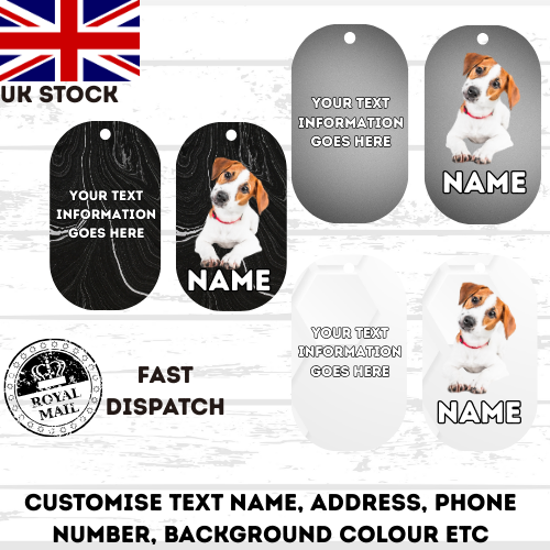 JACK RUSSELL Dog Pet Personalise Own Photo Round, Bone, Military Tag