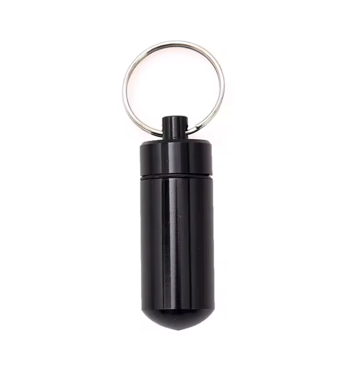 Pill Box Key Drug Chain Holder Waterproof Aluminium Tablets Medicine Container