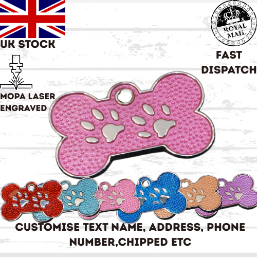 Engraved Dog Tag Personalised ID Tags Name BONE Pet Cat Tags Animal Cat Collar
