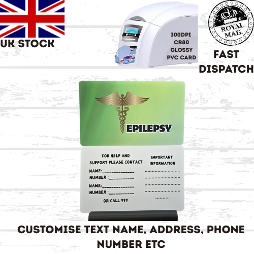 Medical awareness disability card & lanyard. Printed Plastic Card see options