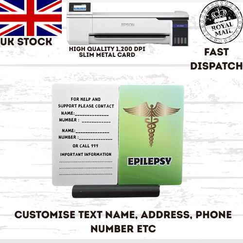Medical awareness disability card & lanyard Printed Slim Metal Card see options