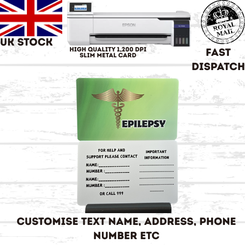 Medical awareness disability card & lanyard Printed Slim Metal Card see options