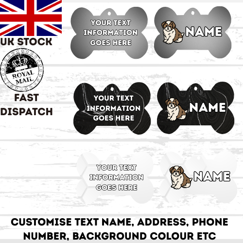 AMERICAN AKITA Dog Pet Personalise Own Photo Round, Dog Bone, Military Tag