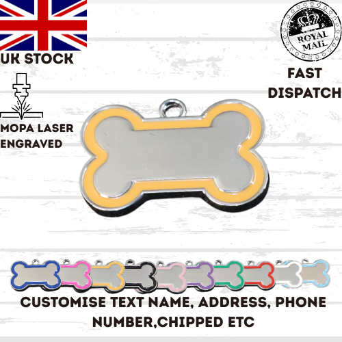 Engraved Dog Tag Personalised ID Tags Name BONE Pet Cat Tags Animal Cat Collar