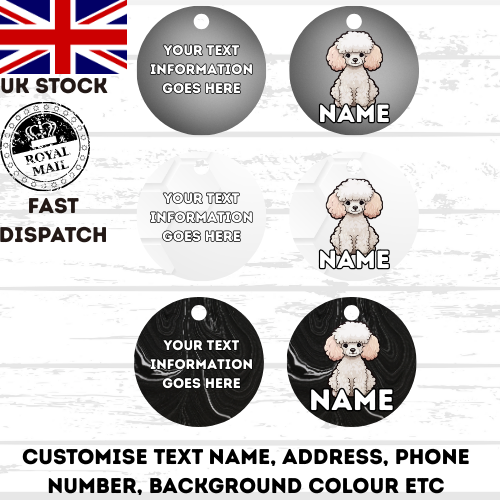 TOY POODLE Dog Personalised Your Own Photo Round Dog Bone, Military Tag