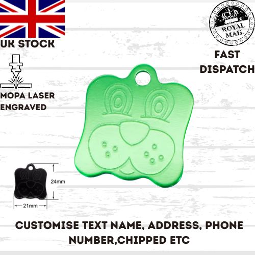 Engraved Dog FACE Tag Personalised ID Tags Name Pet Cat Tags Animal Cat Collar