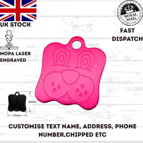 Engraved Dog FACE Tag Personalised ID Tags Name Pet Cat Tags Animal Cat Collar